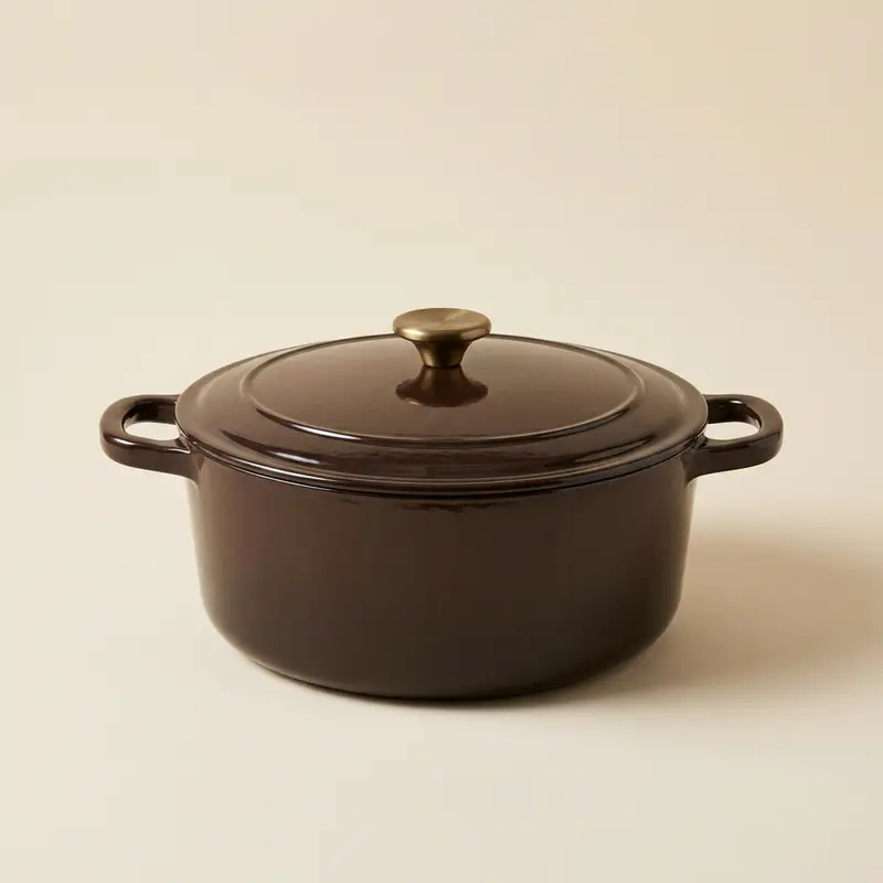 Brae enameled cast-iron casserole in Espresso