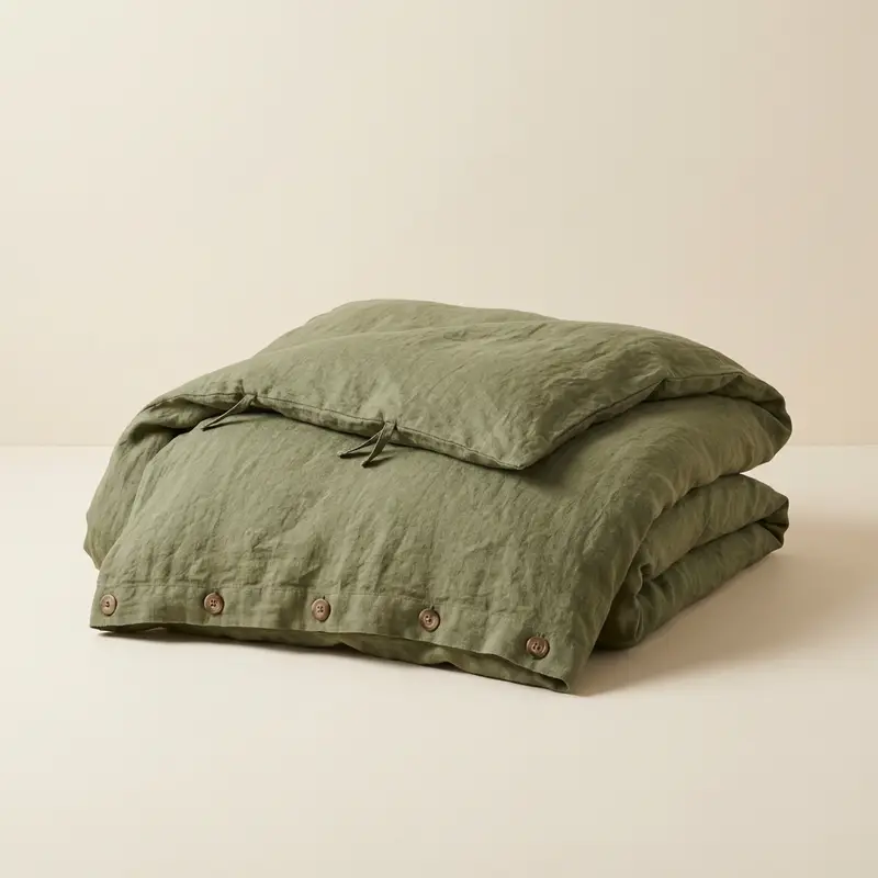 Brae linen duvet cover in Moss