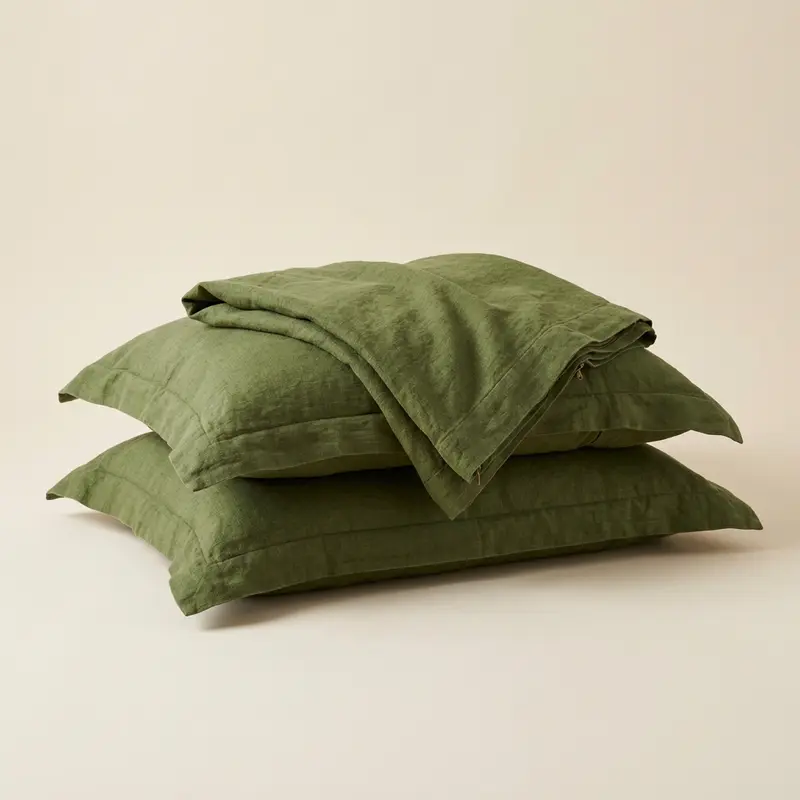 Brae linen pillow shams, pair in Moss