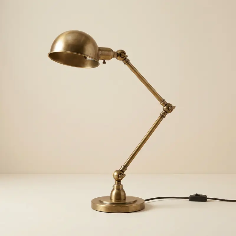 Calder brass task lamp in Aged brass