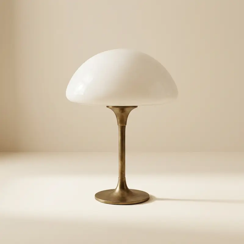 Fenn opal glass mushroom lamp in Opal / aged brass