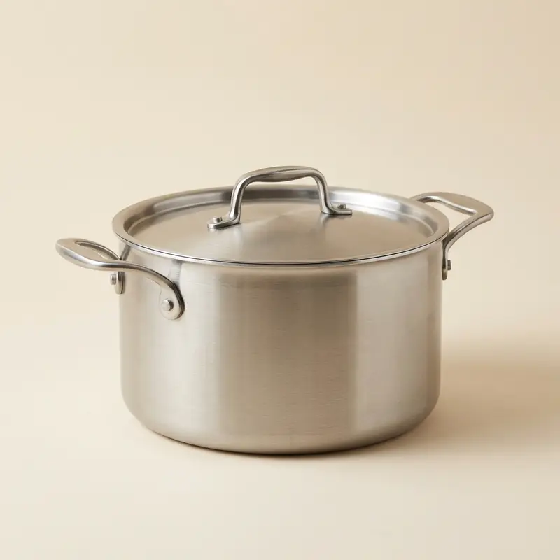 Hale tri-ply stockpot with lid in Brushed steel