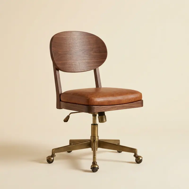 Hollis walnut desk chair in Walnut / cognac leather