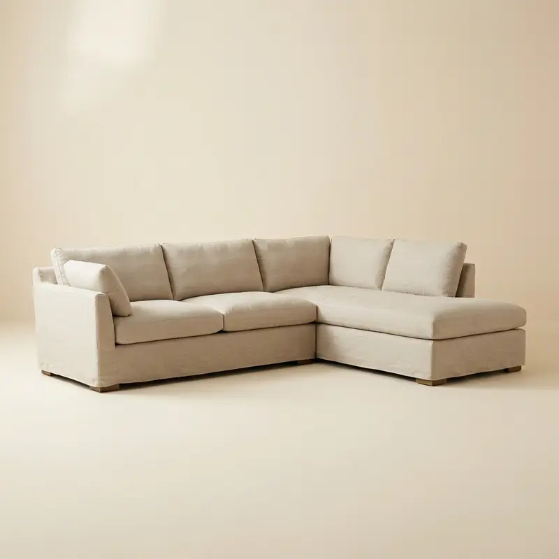 Hollis linen sectional in Oat linen