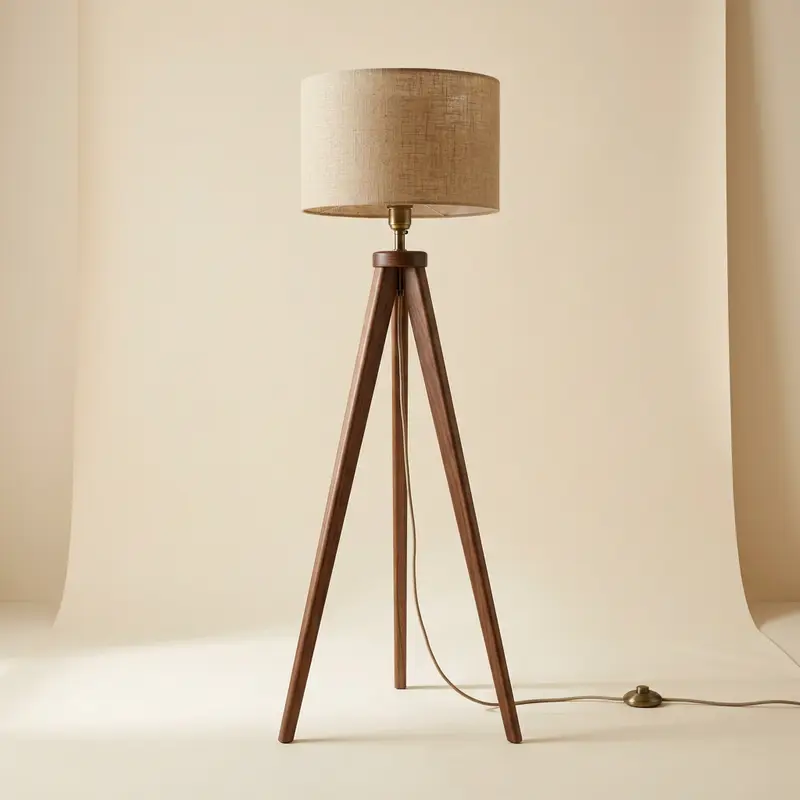 Linden walnut floor lamp in Walnut / oat linen