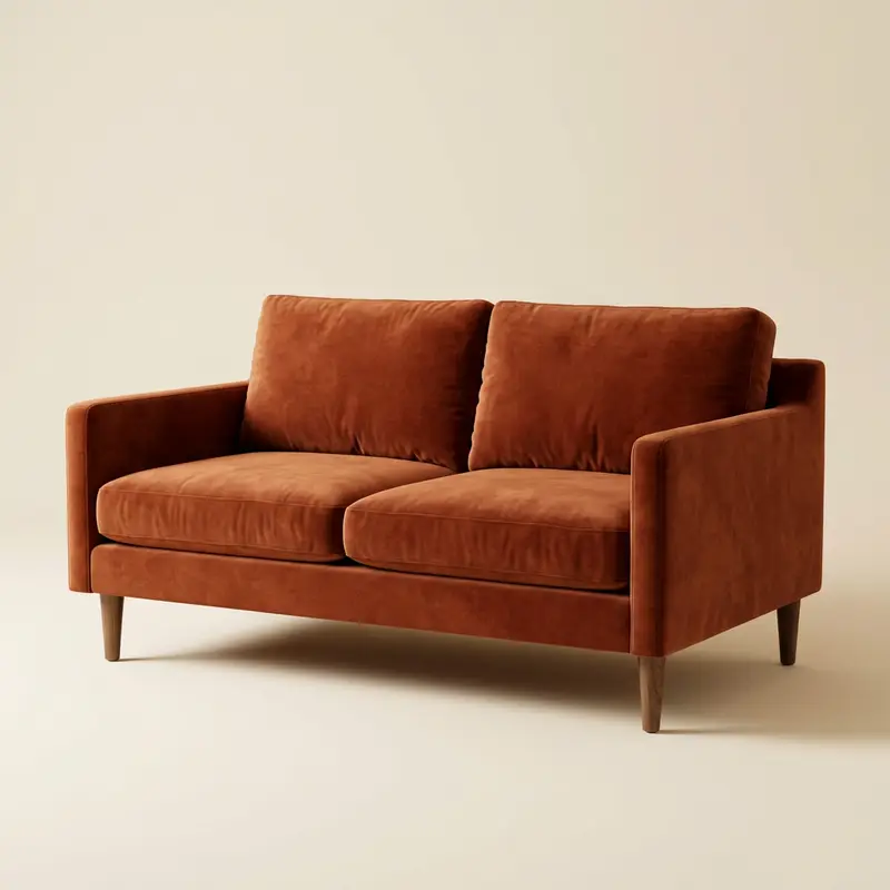 Marlow two-seat sofa in Rust velvet