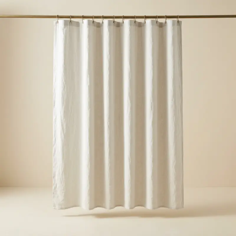 Mere linen shower curtain in Chalk