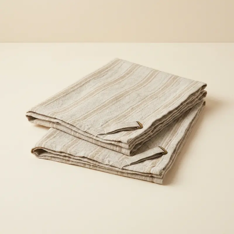 Mere linen tea towels, set of 2 in Oat stripe