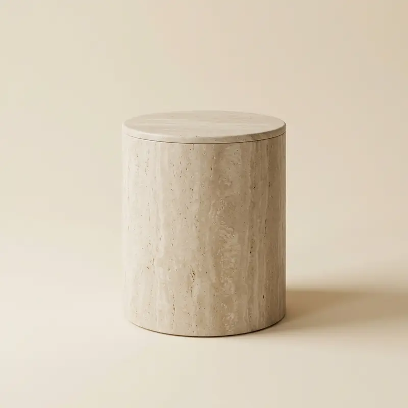 Oriel travertine side table in Honed travertine