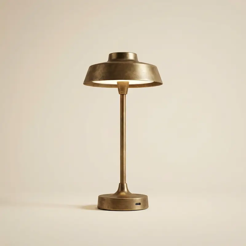 Wren cordless brass lamp in Aged brass