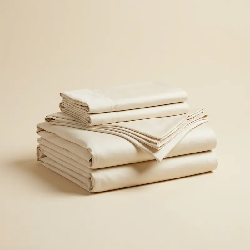 Wren cotton sateen sheet set in Cream